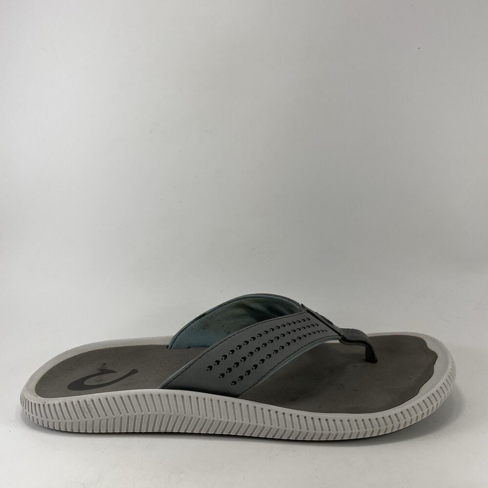 OluKai Ulele Flip Flops Dark Shadow Gray Strappy Active Hiking Mens Size 11